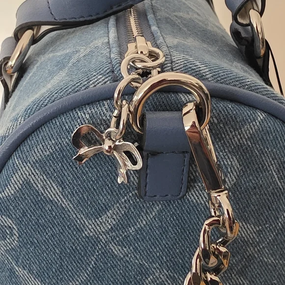 NWT JUICY COUTURE EXCLUSIVE DENIM SATCHEL with Bow Accent and Crossbody Strap. - Picture 6 of 7